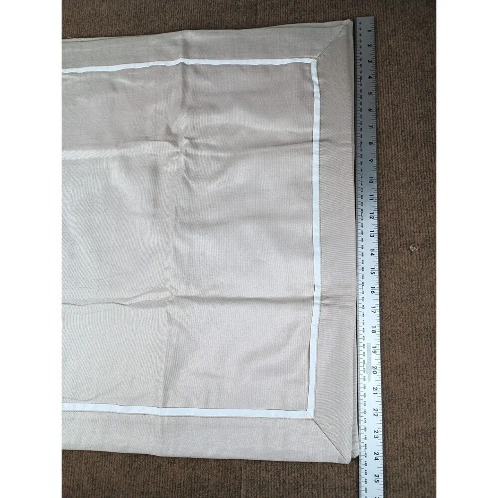 2 Restoration Hardware Italian Pillow Shams 28X20 100% Cotton Beige/White Border